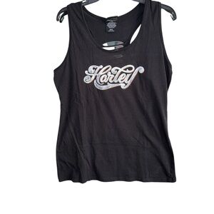 Harley-Davidson Racer Back Black Tank Top with White Logo Size 2XL